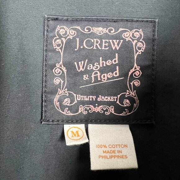 J. Crew Washed & Aged Utility Jacket waxed cotton black field coat outdoor M - Picture 9 of 10